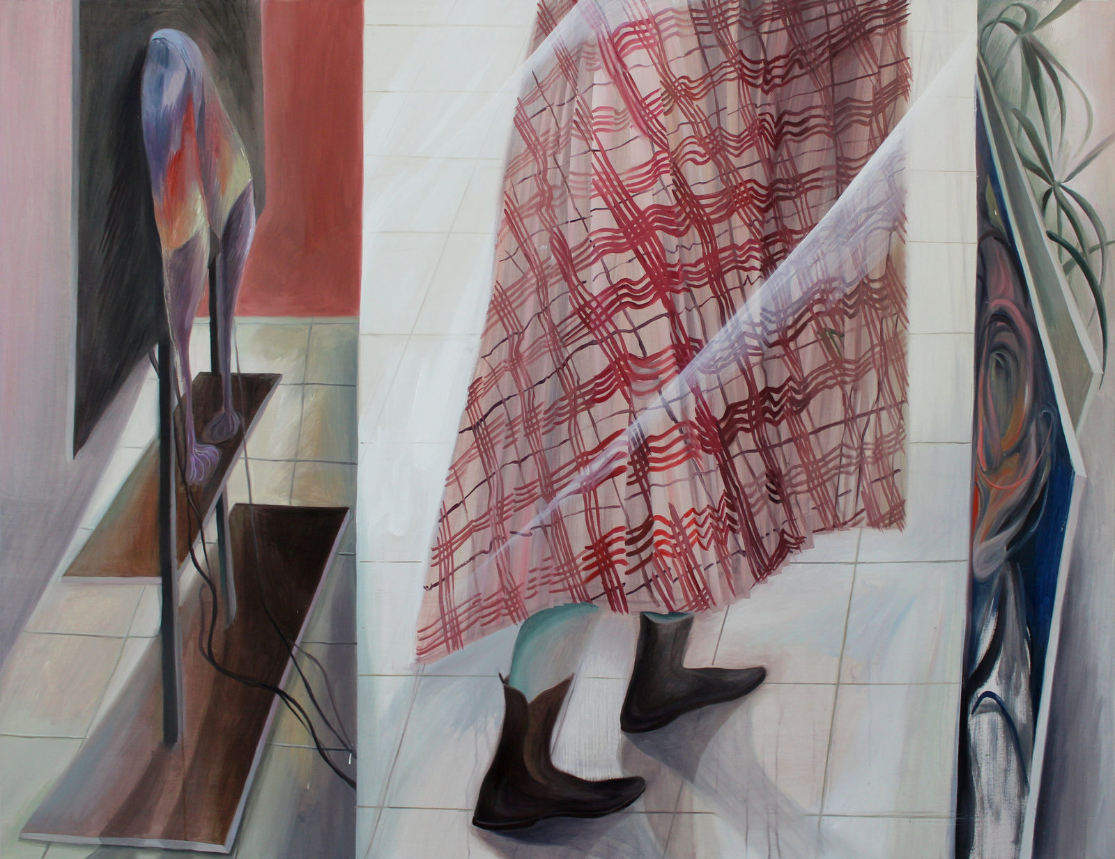 Xueqing Zhu 朱雪晴, Pink skirt in the room with less light 粉色裙子在缺少光线的房间里, 2024