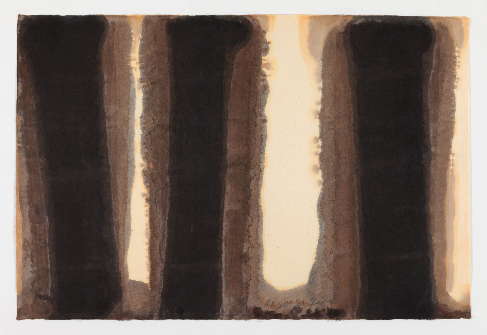 Hyong-Keun Yun Burnt Umber & Ultramarine huile sur papier Hanji 64 x 94,5 cm 25 1/4 x 37 1/4 in.