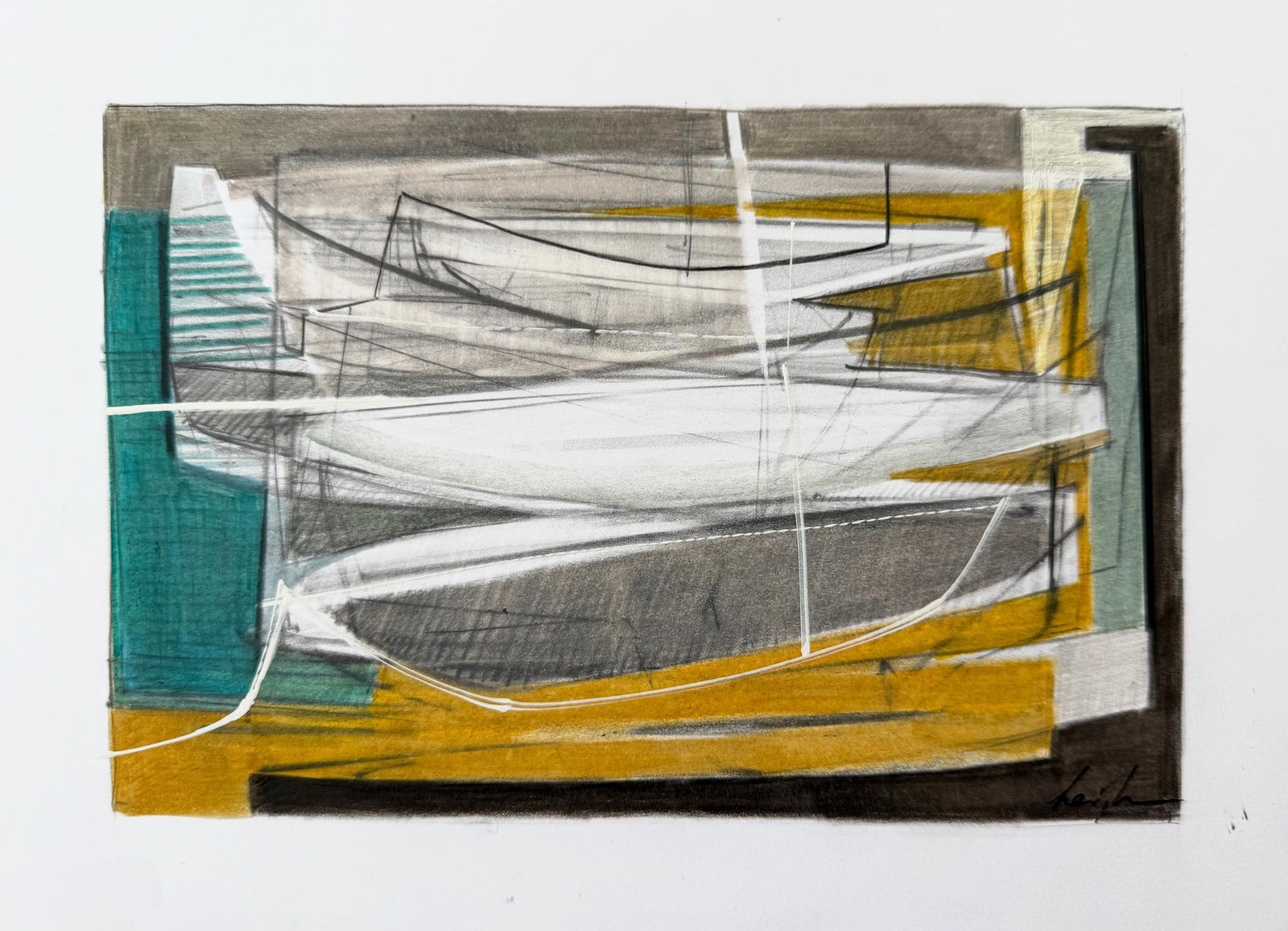 Leigh Davis, Resting Boats, Moushole, 2025