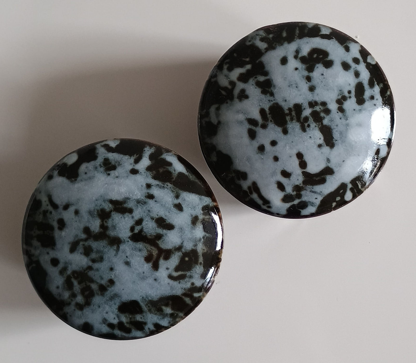 Chris Keenan, Tenmoku 'Cloud' Cups with Celadon Markings, 2025