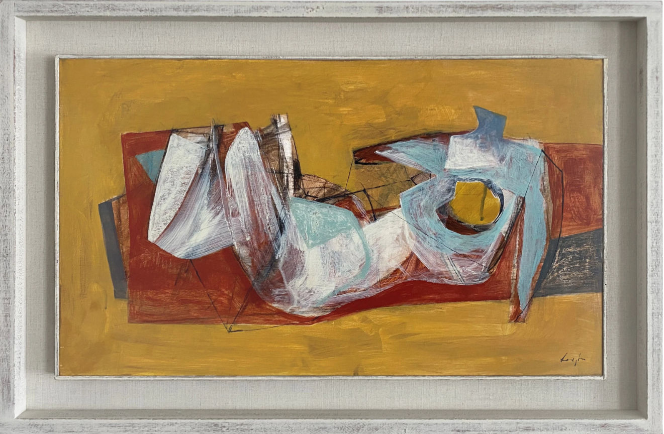 Leigh Davis, Reclining Nude, Red, Blue and Yellow, 2025
