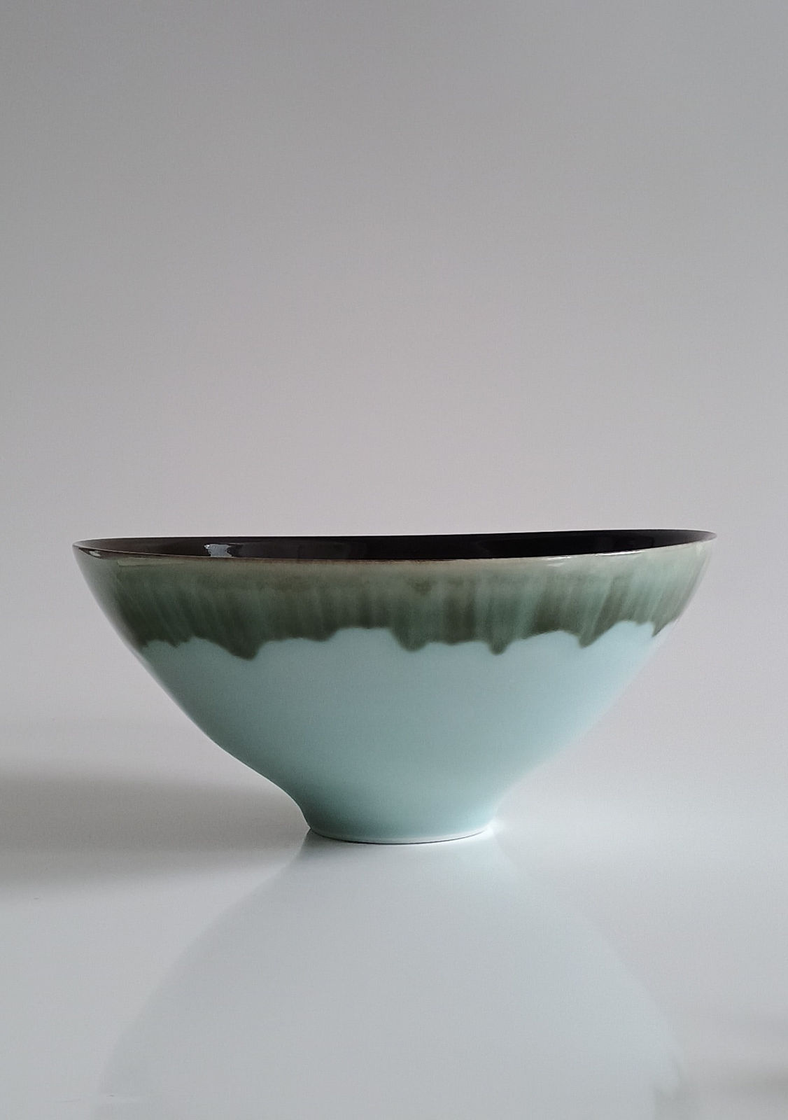Chris Keenan, Tenmoku and Celadon Bowl with Wavy Green Edge, 2025