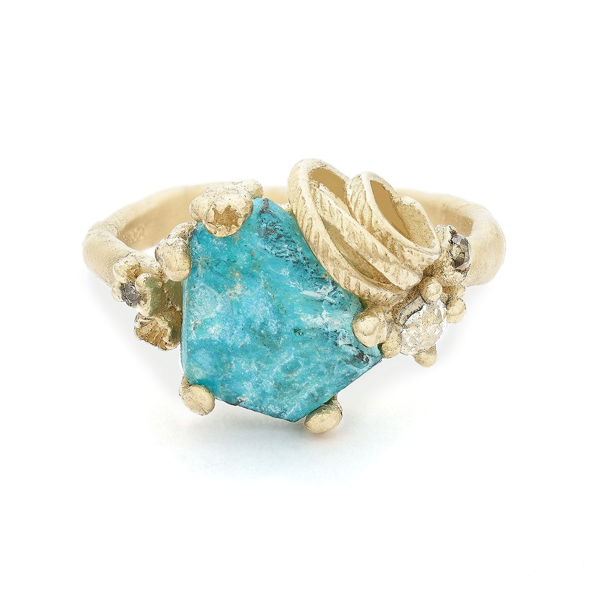 Ruth Tomlinson, Raw Cornish Turquoise and Diamond Encrusted Ring, 2025