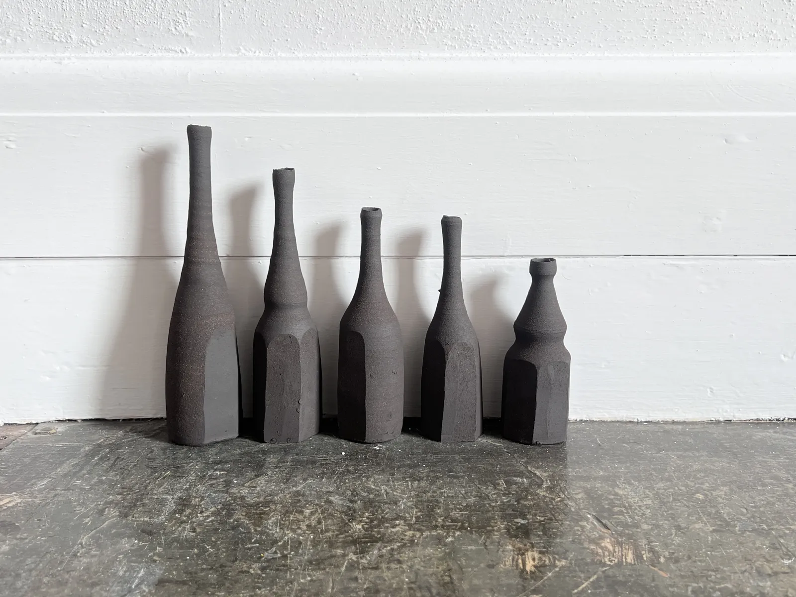 Akiko Hirai, Black Still Life Bottle Set of Five B, 2024