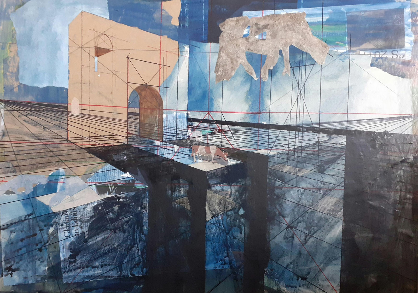 Kenneth Le Riche, Domesticated Bovine Peering over Constructed Precipice