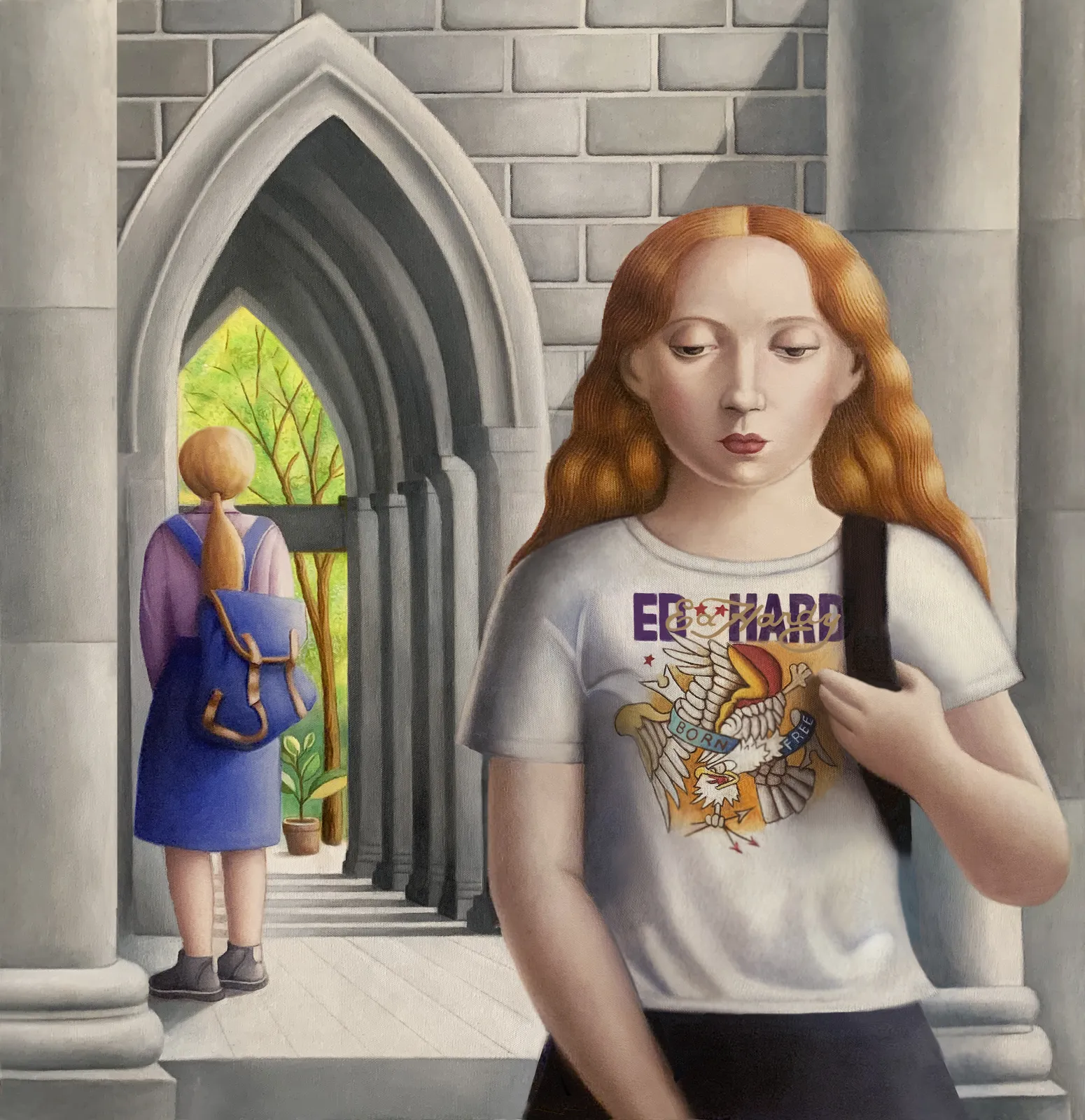 Amy Hill, Women in Church Yard, 2025