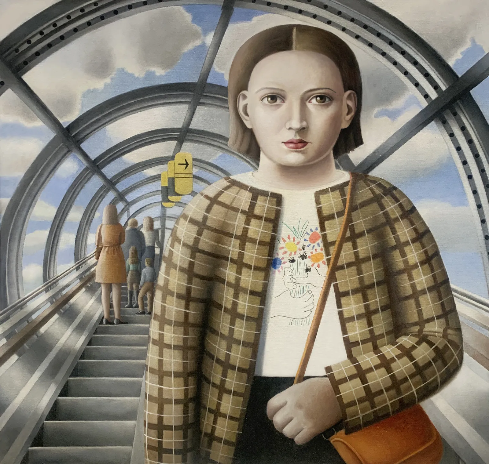 Amy Hill, Woman on Down Escalator, 2025