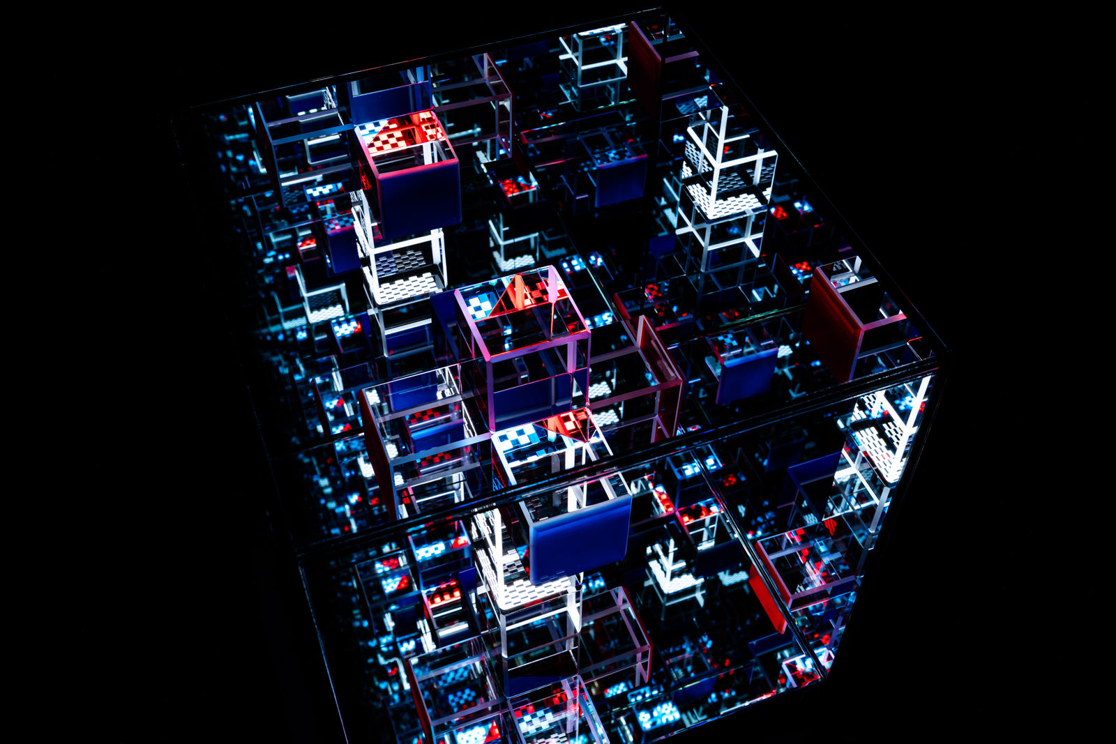 NagyMolnar, Space Cross with red and blue, 2024