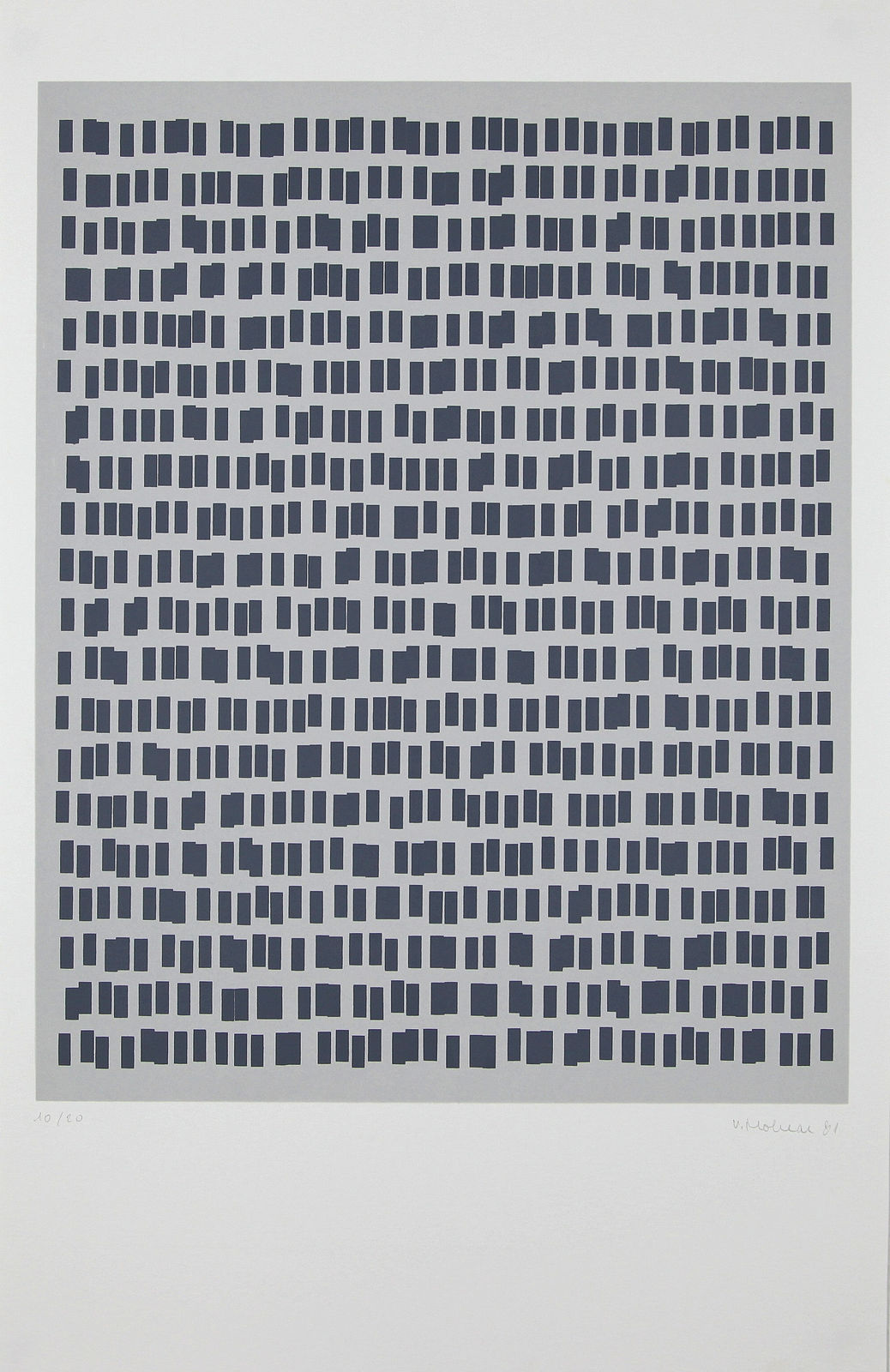 Vera MOLNAR, 800 rectangles à valeur variable, 1981