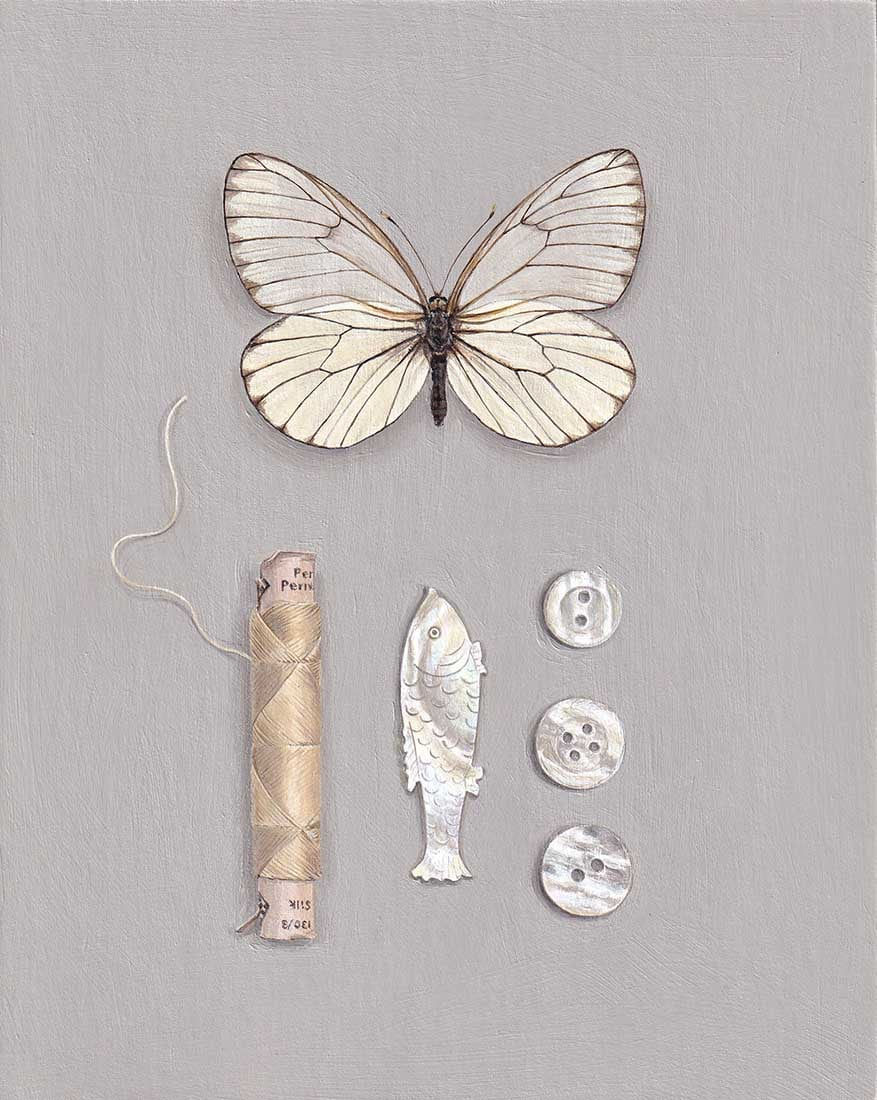 Rachel Ross, Butterfly with Items from a Sewing Box