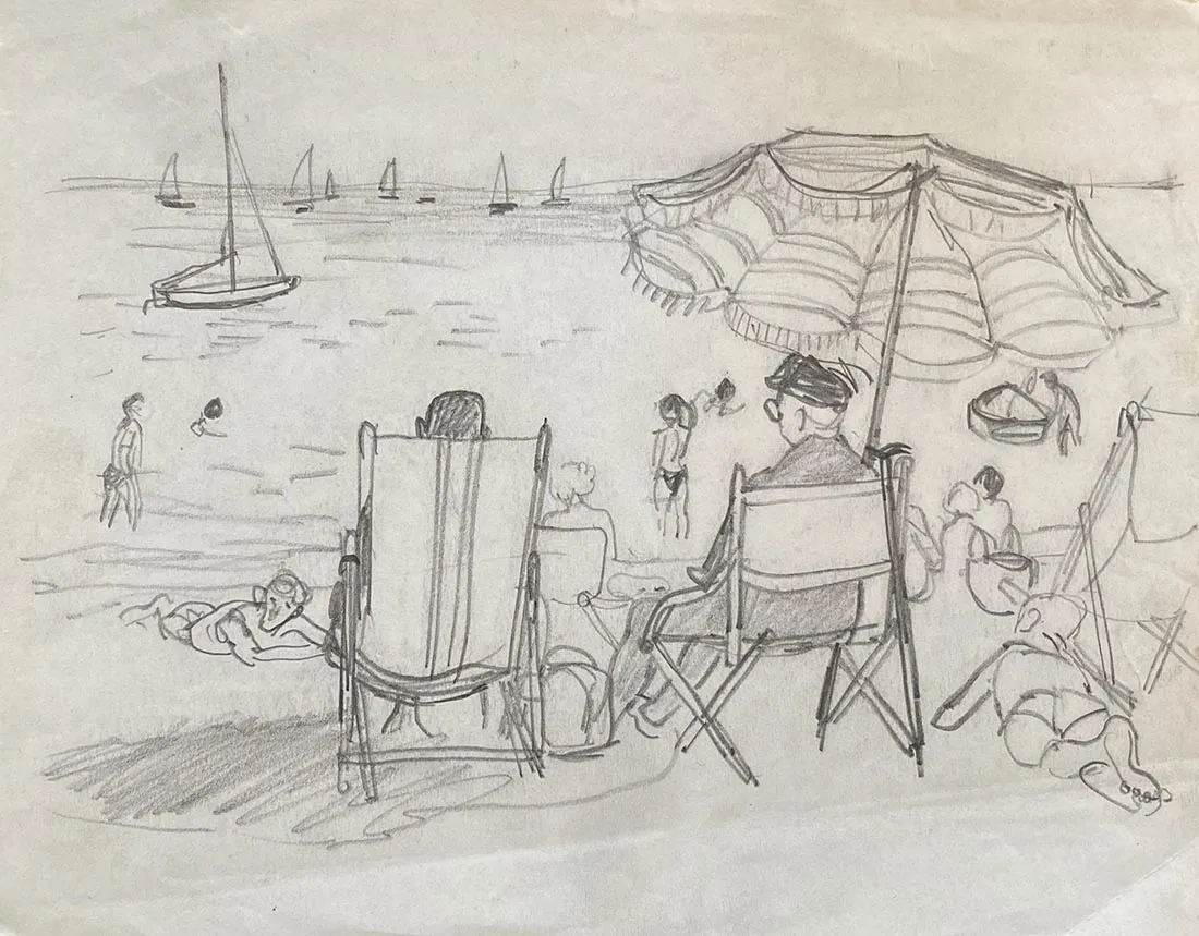 Alberto Morrocco OBE (1917-1998), Beach Scene, Italy , c.1960s