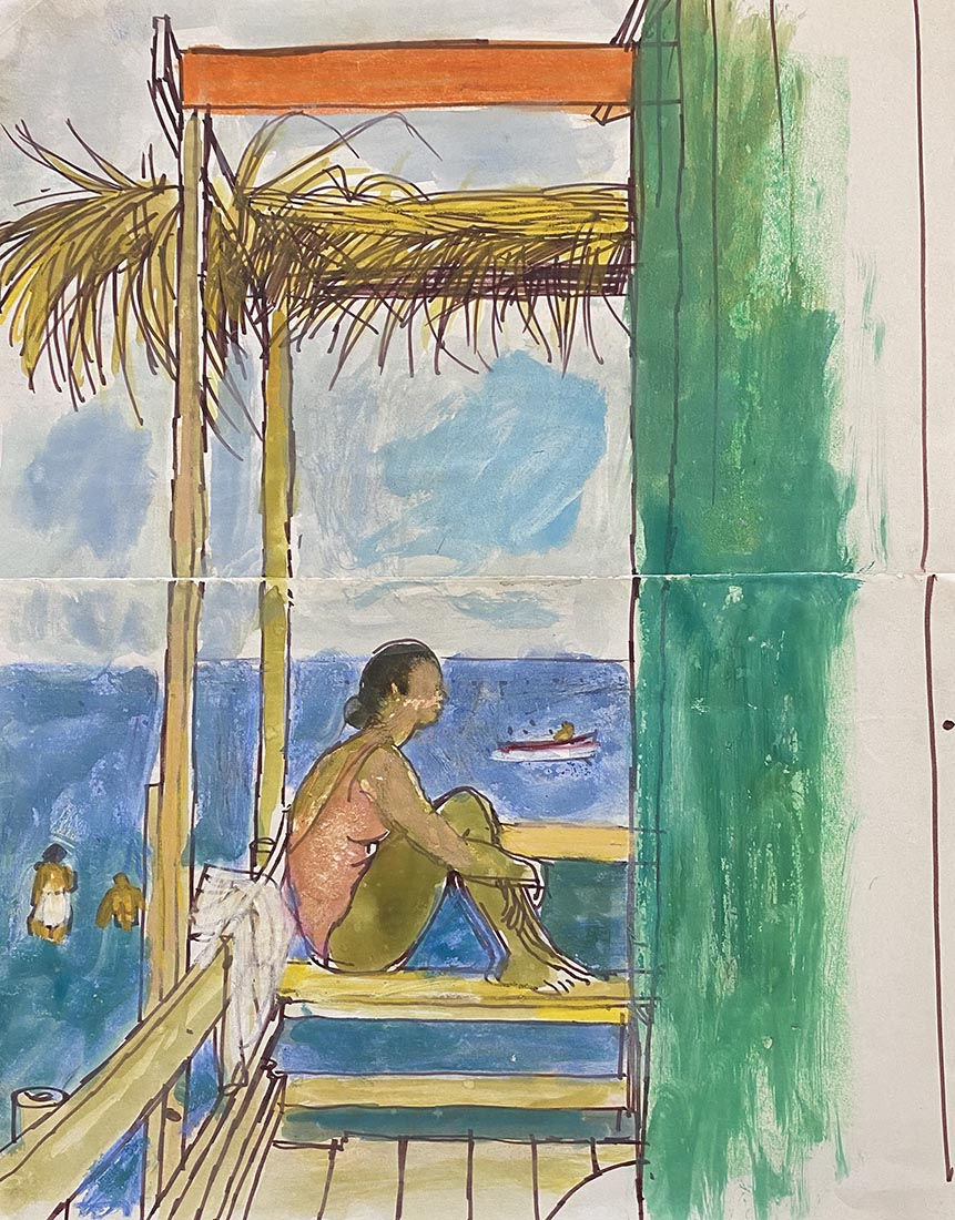 Alberto Morrocco OBE (1917-1998), Seated Bather , c.1960s