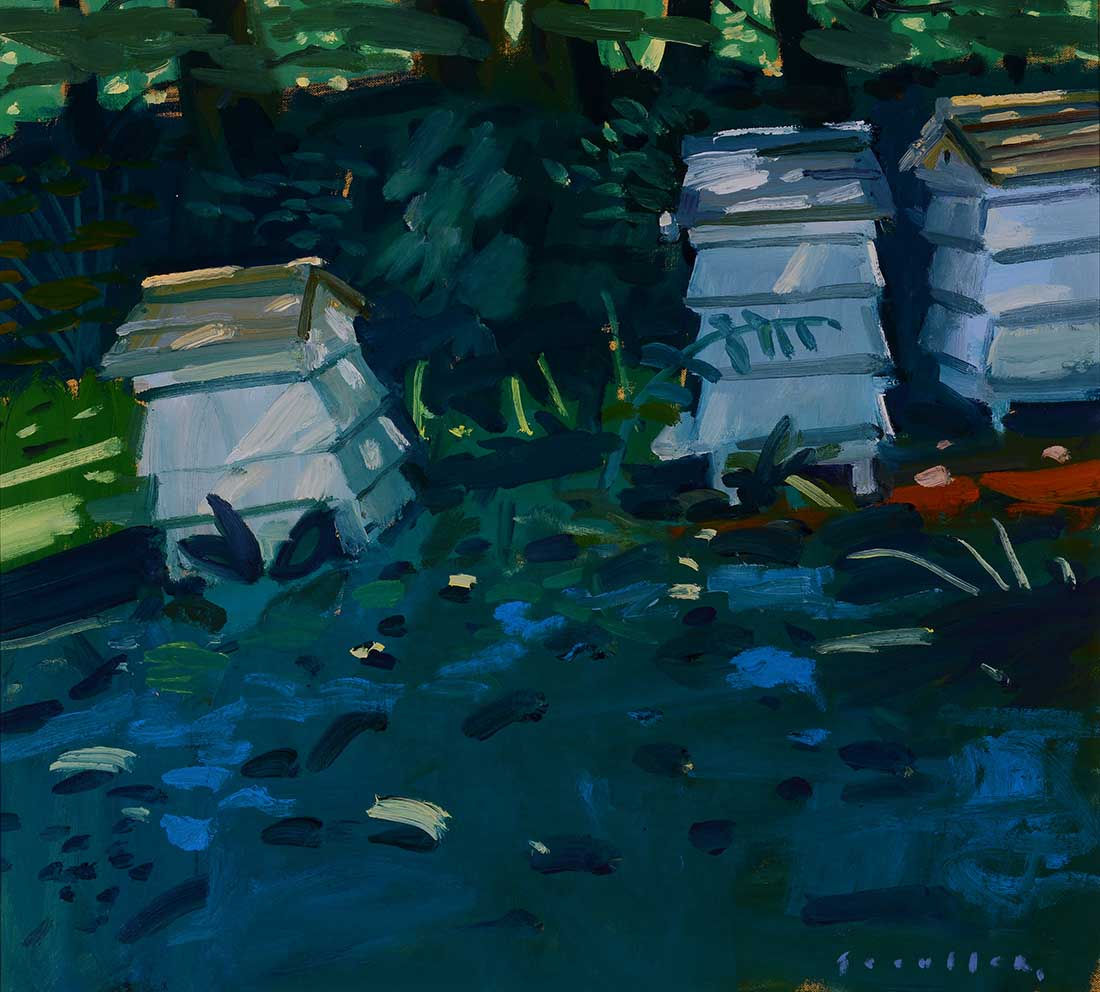 Glen Scouller RSW RGI, Beehives in Dappled Summer Light