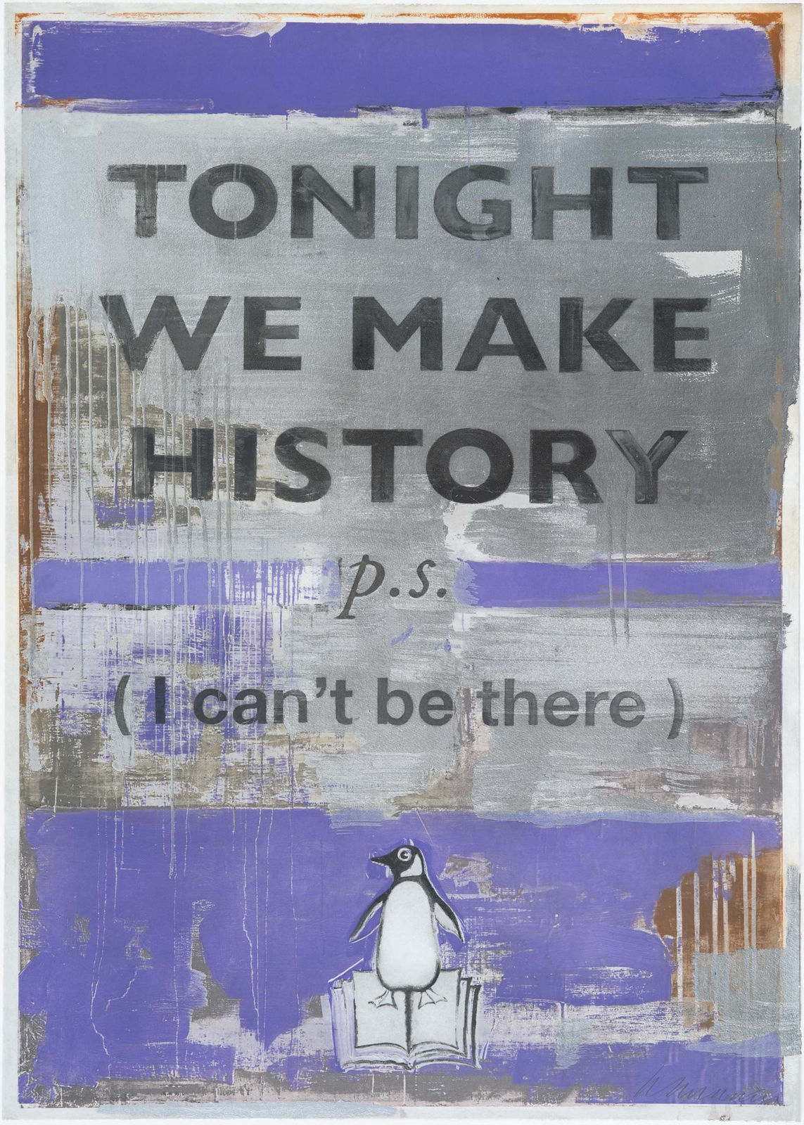 Harland Miller, Tonight We Make History (P.S. I can’t be there), Lilac, 2024
