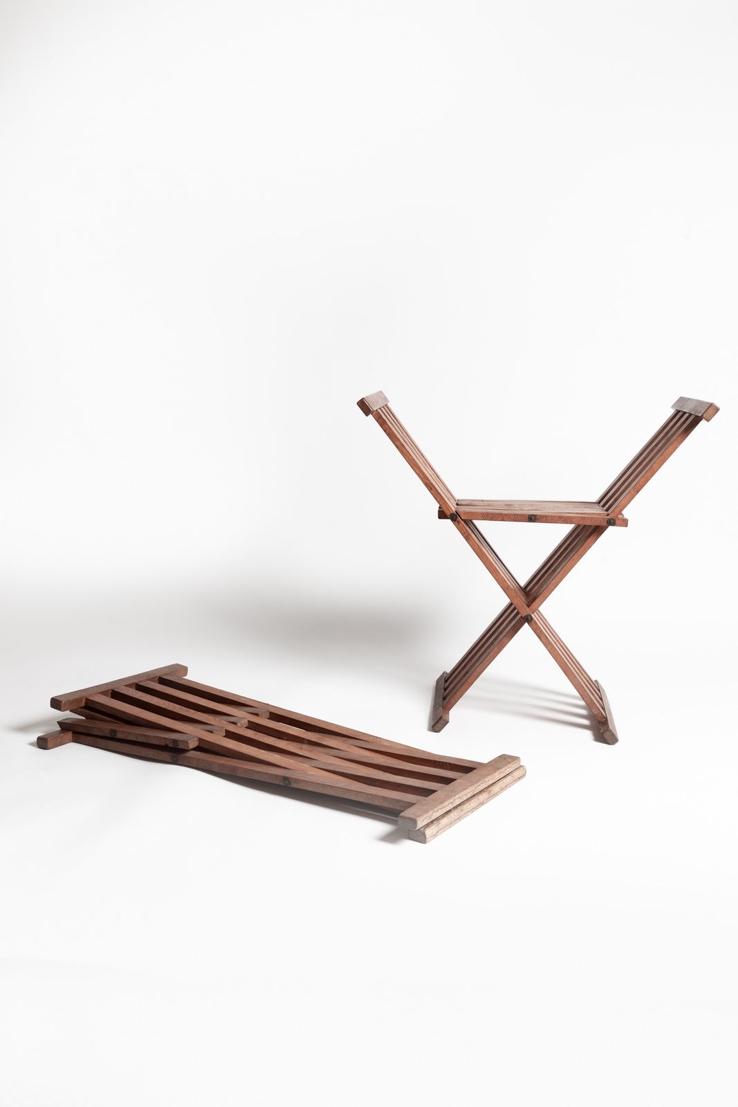 Liberty & co., Pair of Arts & Crafts X-Frame Stools attrib. Liberty & co.