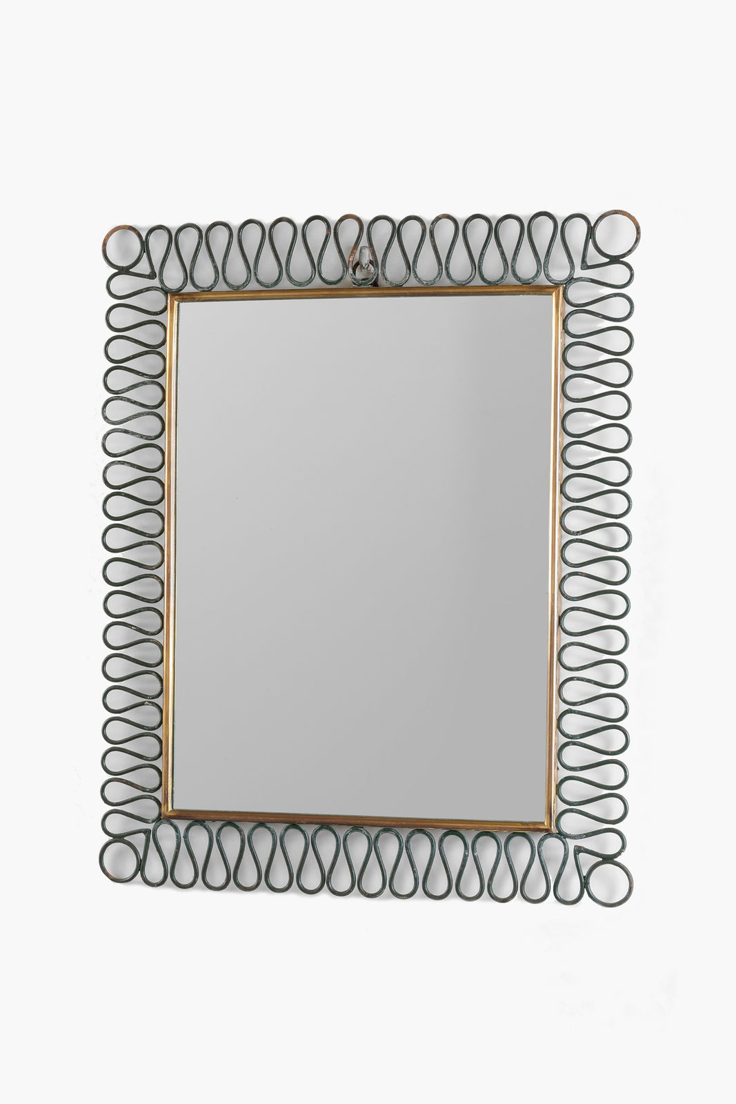 1950s Italian Wrought Iron Mirror With Scalloped Border