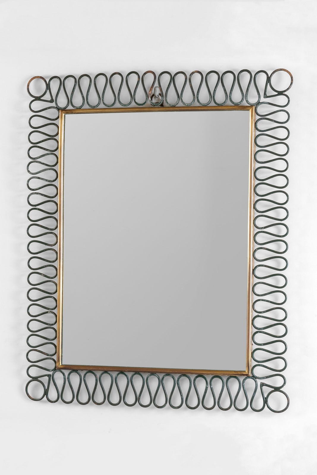 1950s Italian Wrought Iron Mirror With Scalloped Border