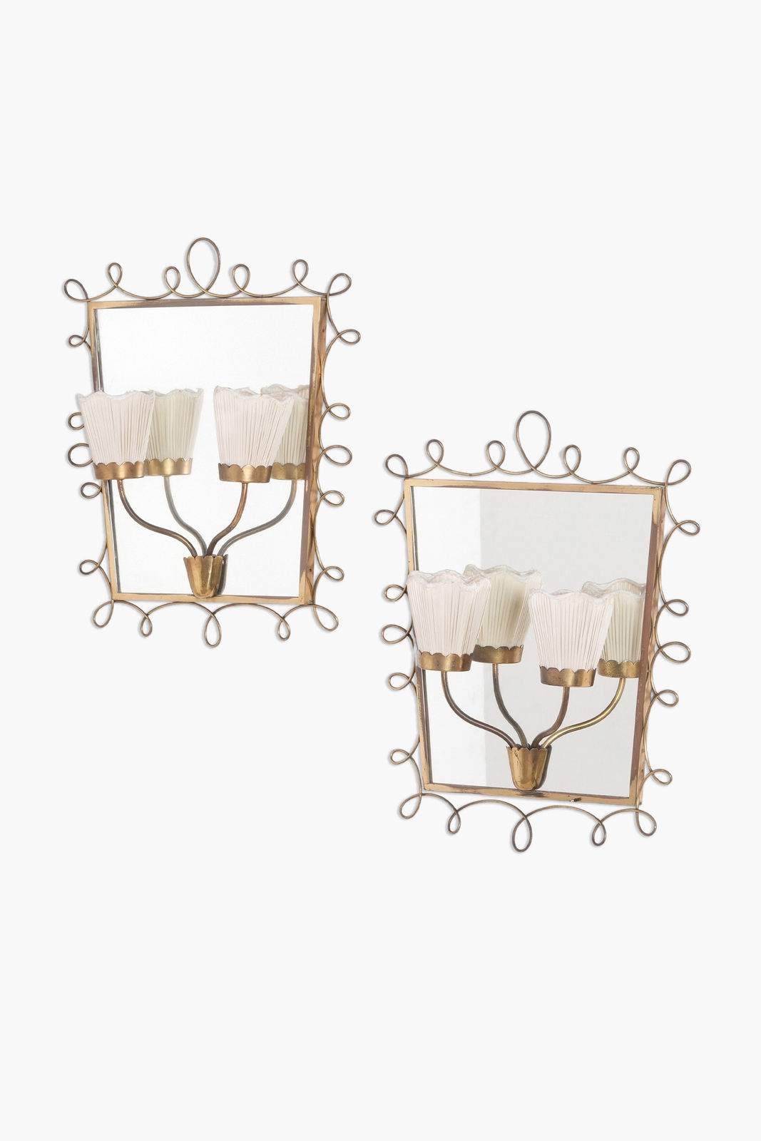 Pair of 1950s Italian Mirrored Wall Lights attributed to Cesare Lacca