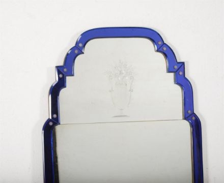 Cobalt Blue Glass Framed Pier Mirror, Circa 1930