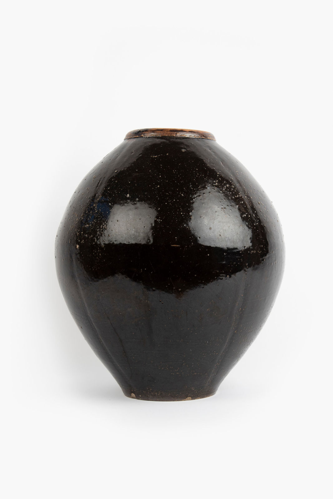 Large Black Glazed Earthenware Pot, 20th Century