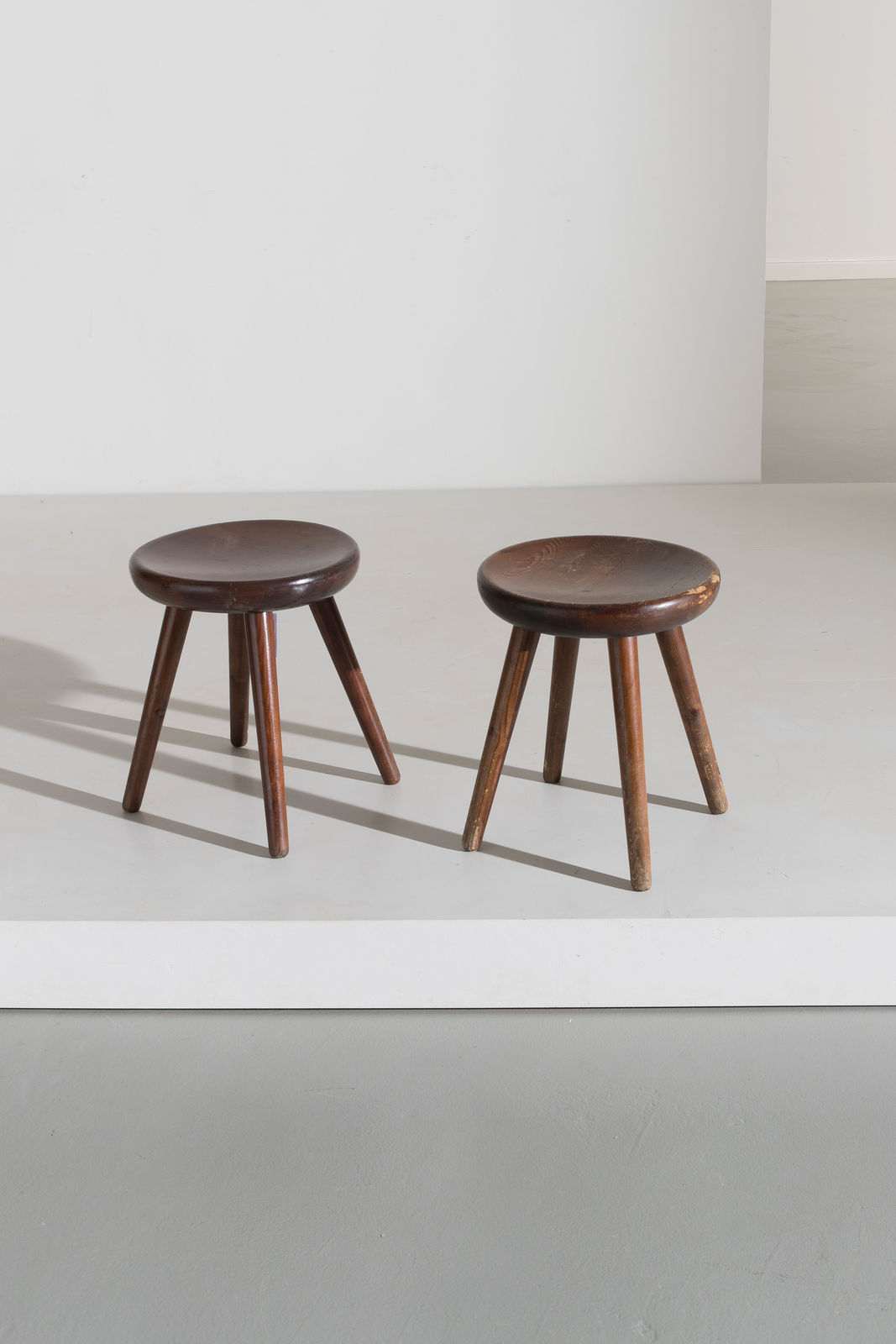 Charlotte Perriand, Pair of Four Legged Stools atrrib. to Charlotte Perriand for Les Arcs