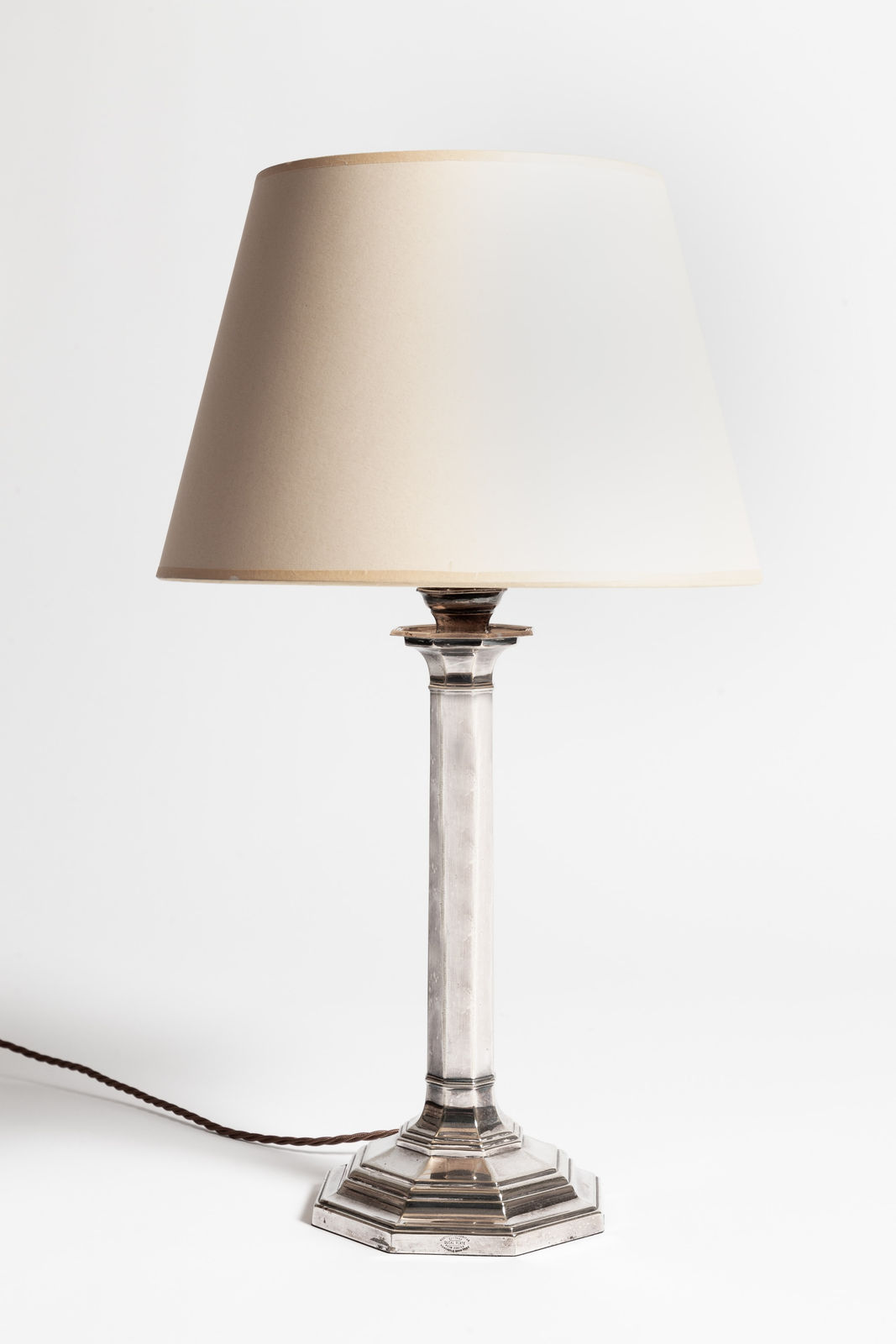 A Silver Plated Column Lamp by The Northern Goldsmiths Company