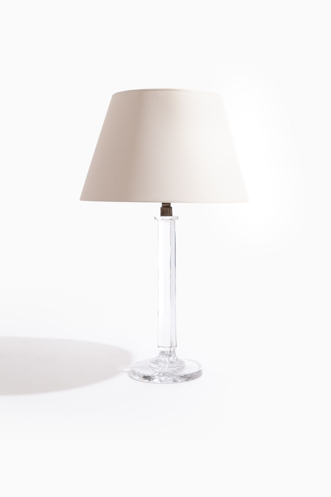 19th Century English Cut Crystal Column Lamp