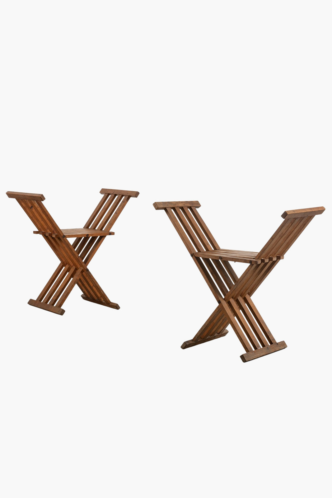 Liberty & co., Pair of Arts & Crafts X-Frame Stools attrib. Liberty & co.