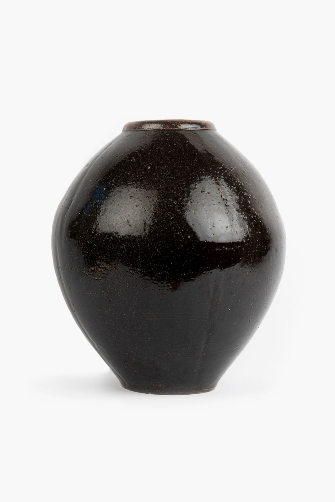 Large Black Glazed Earthenware Pot, 20th Century
