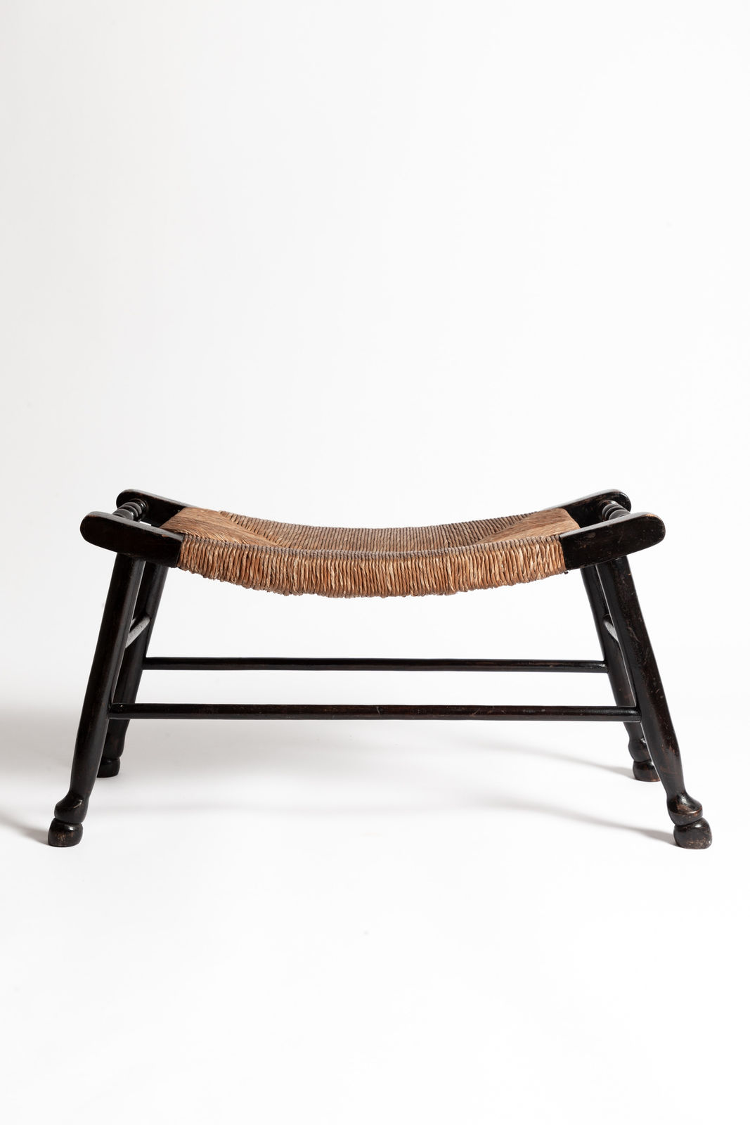 Arts & Crafts Ebonised Rush Seated Stool