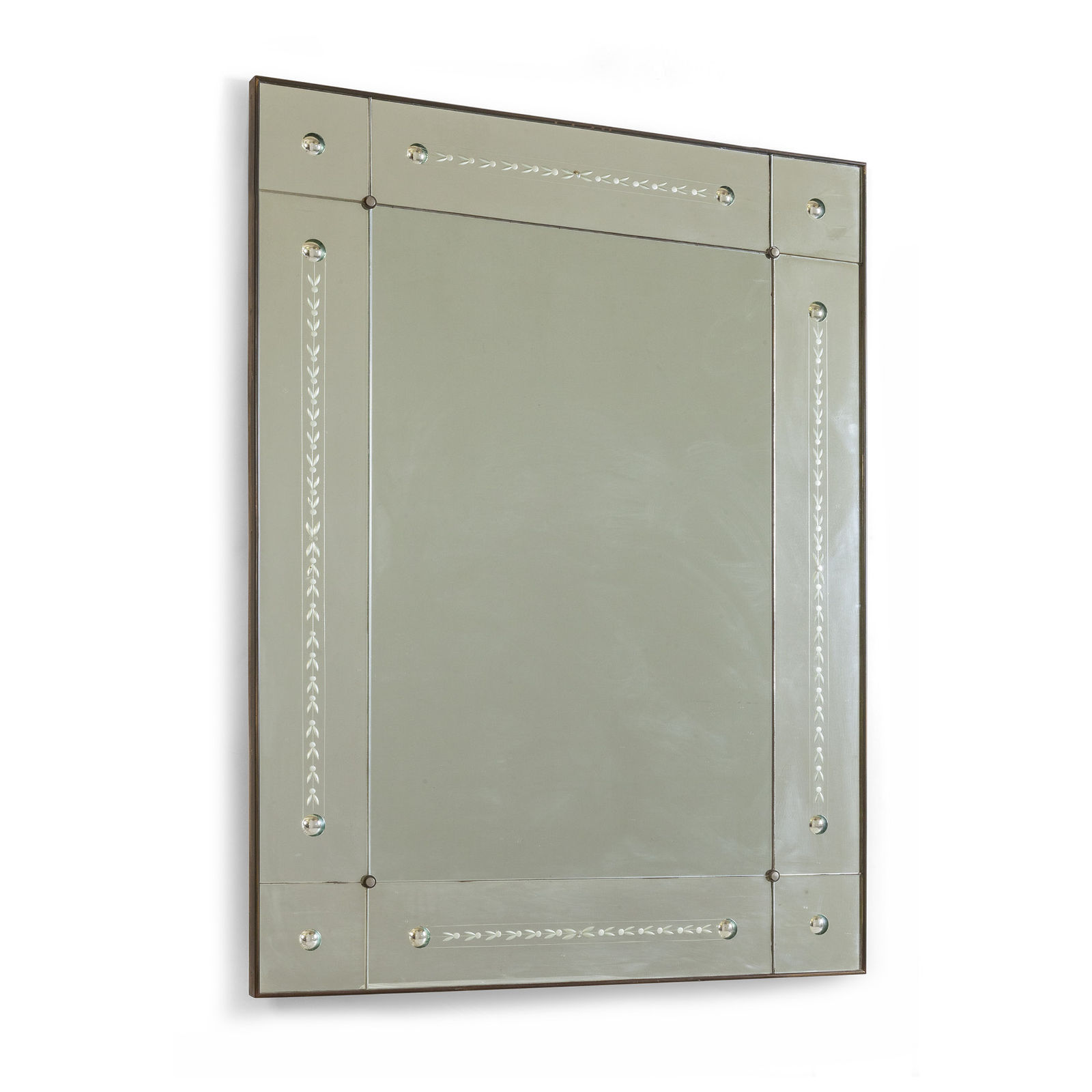 Large Italian Etched & Segmented Mirror, 1940s