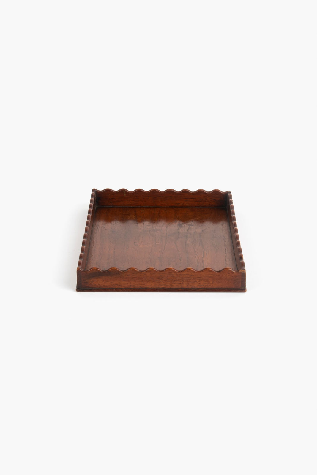 Mahogany Tray with Scalloped Detail, 19th Century