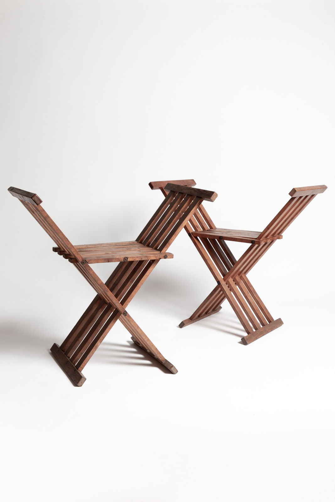 Liberty & co., Pair of Arts & Crafts X-Frame Stools attrib. Liberty & co.