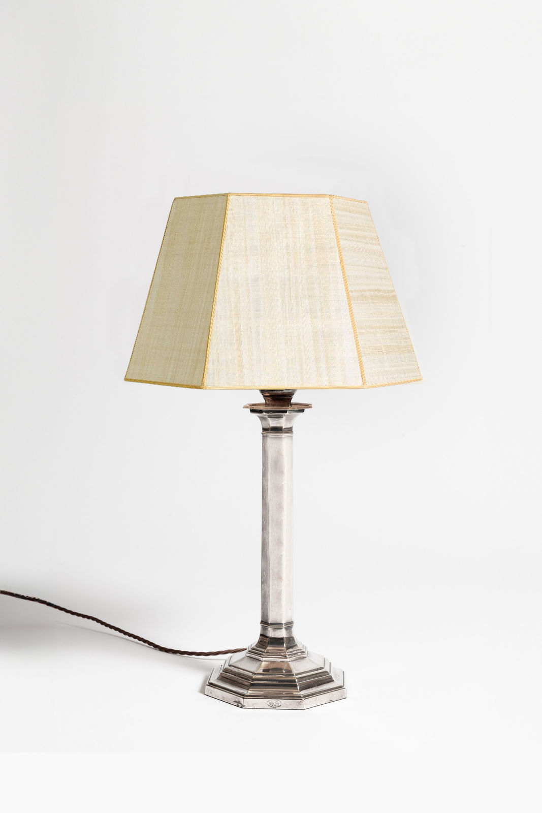 A Silver Plated Column Lamp by The Northern Goldsmiths Company