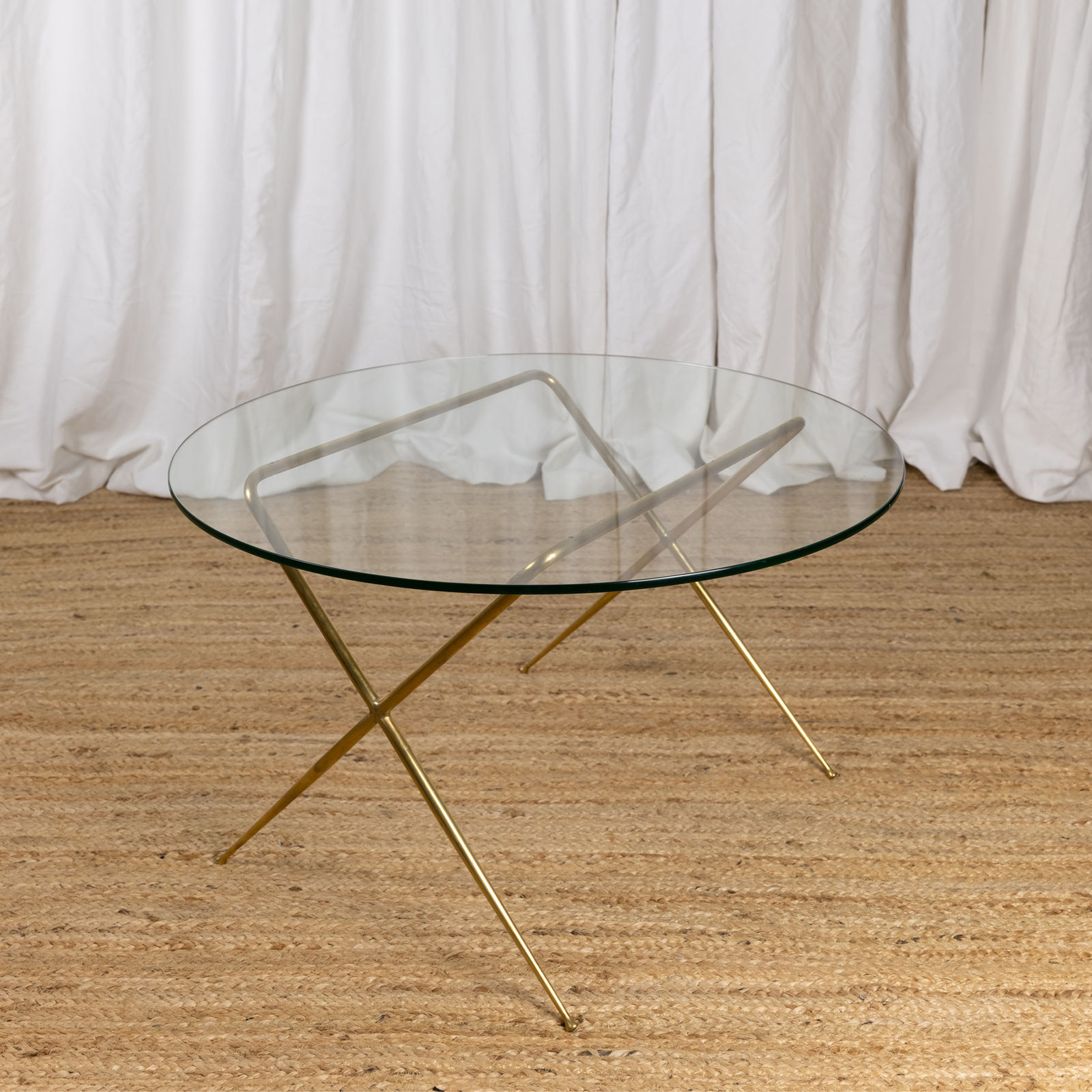 Brass & Glass Low Table by Angelo Lelii