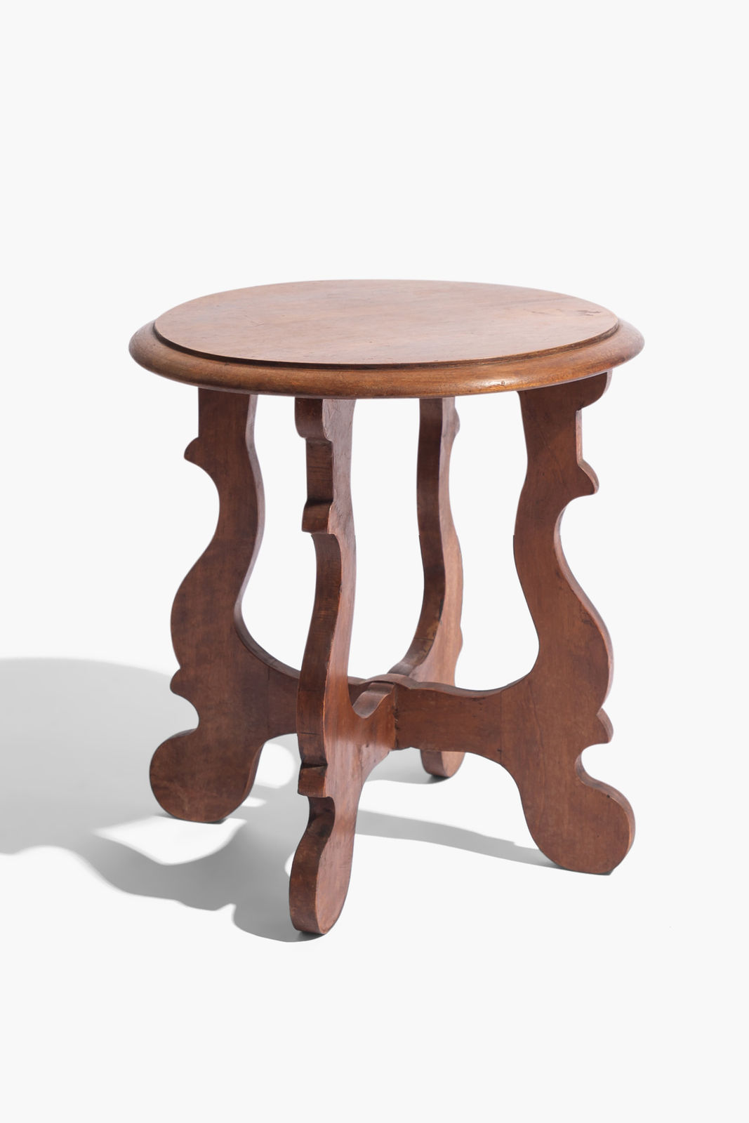 Pair of Italian Walnut Side Tables or Low Stools, Circa 1900