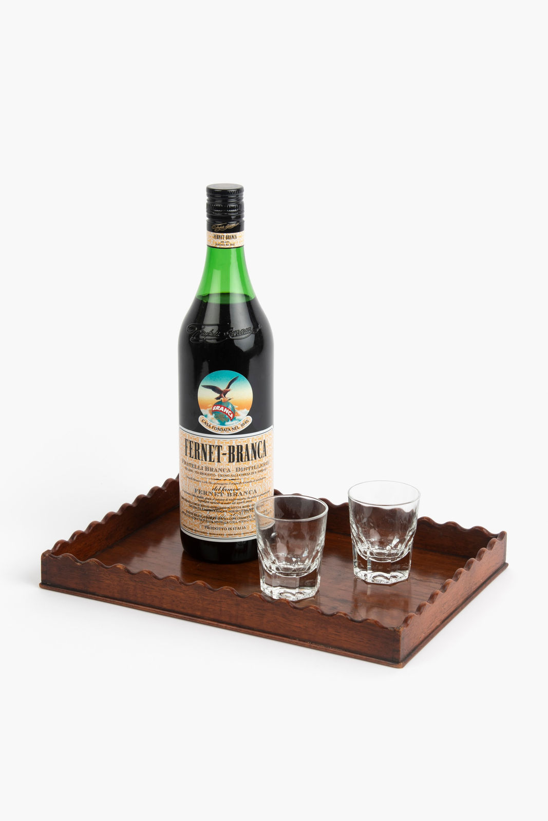 Mahogany Tray with Scalloped Detail, 19th Century