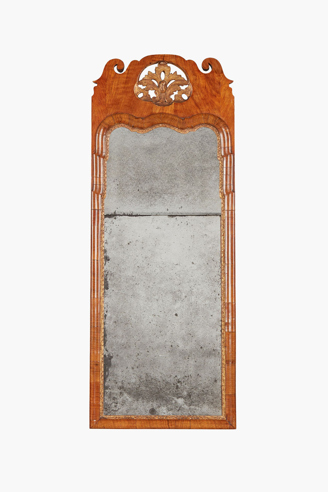 George I Walnut & Parcel-Gilt Mirror, Early 18th Century