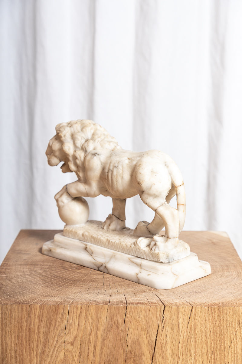Italian Alabaster Figure of The Medici Lion, 19th Century