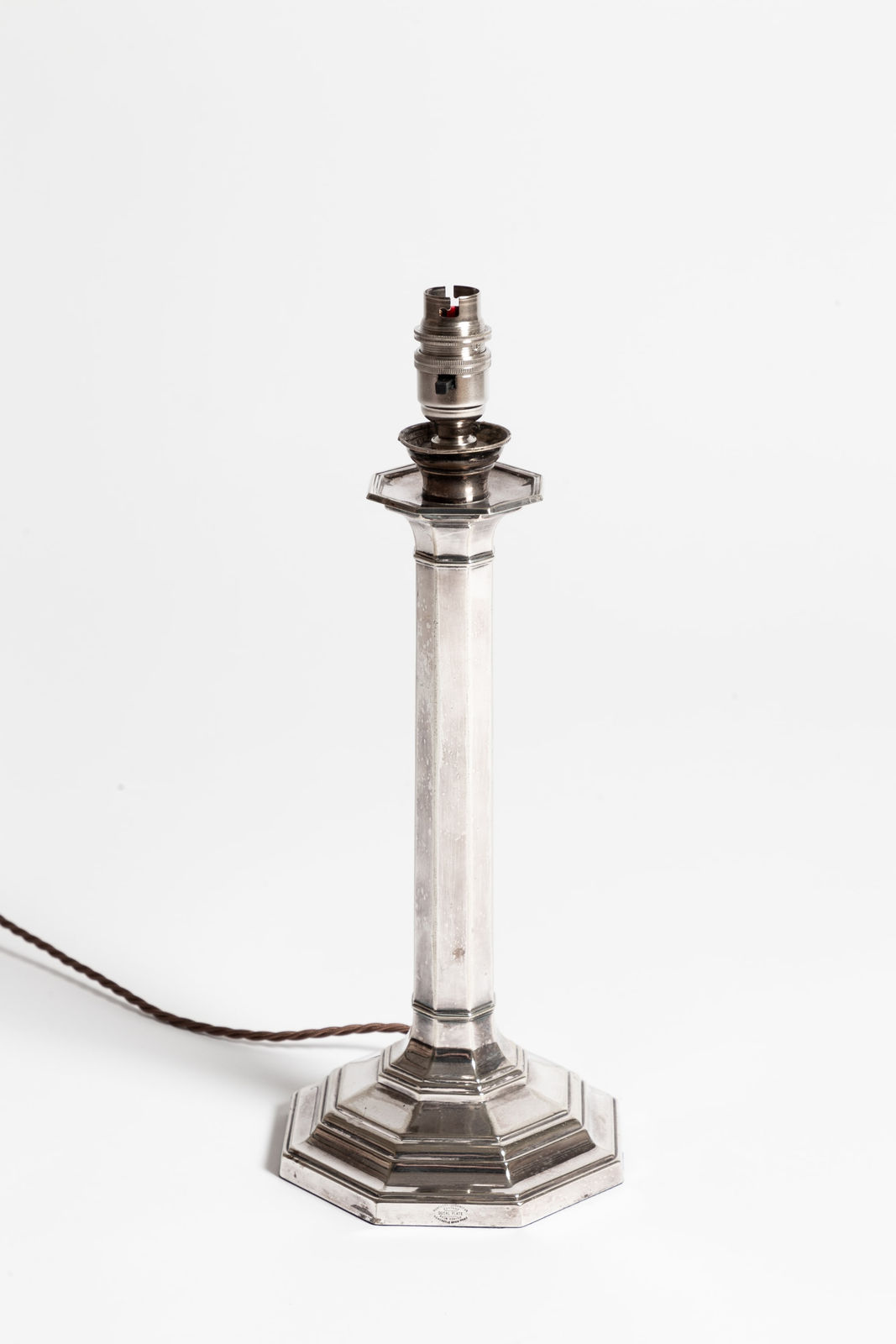 A Silver Plated Column Lamp by The Northern Goldsmiths Company