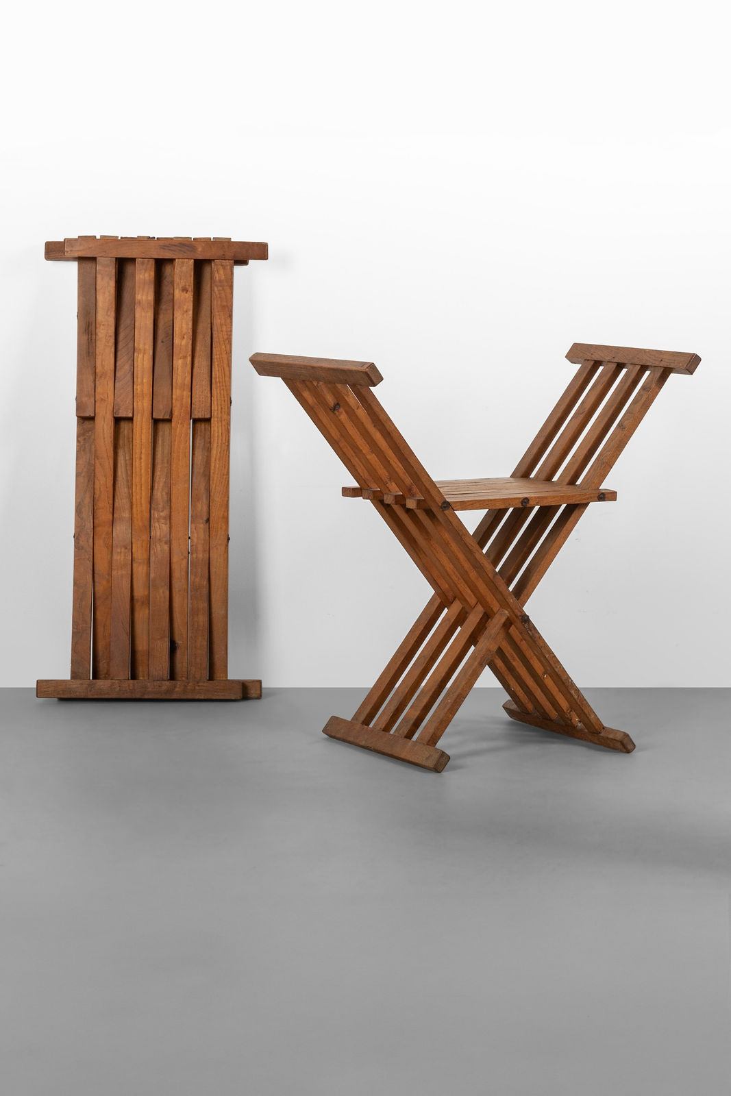 Liberty & co., Pair of Arts & Crafts X-Frame Stools attrib. Liberty & co.