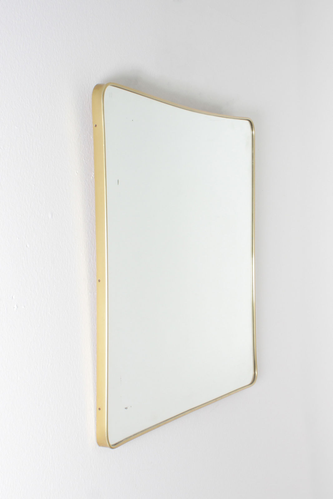 1950s Italian Rectangular Gilt-Brass Framed Mirror