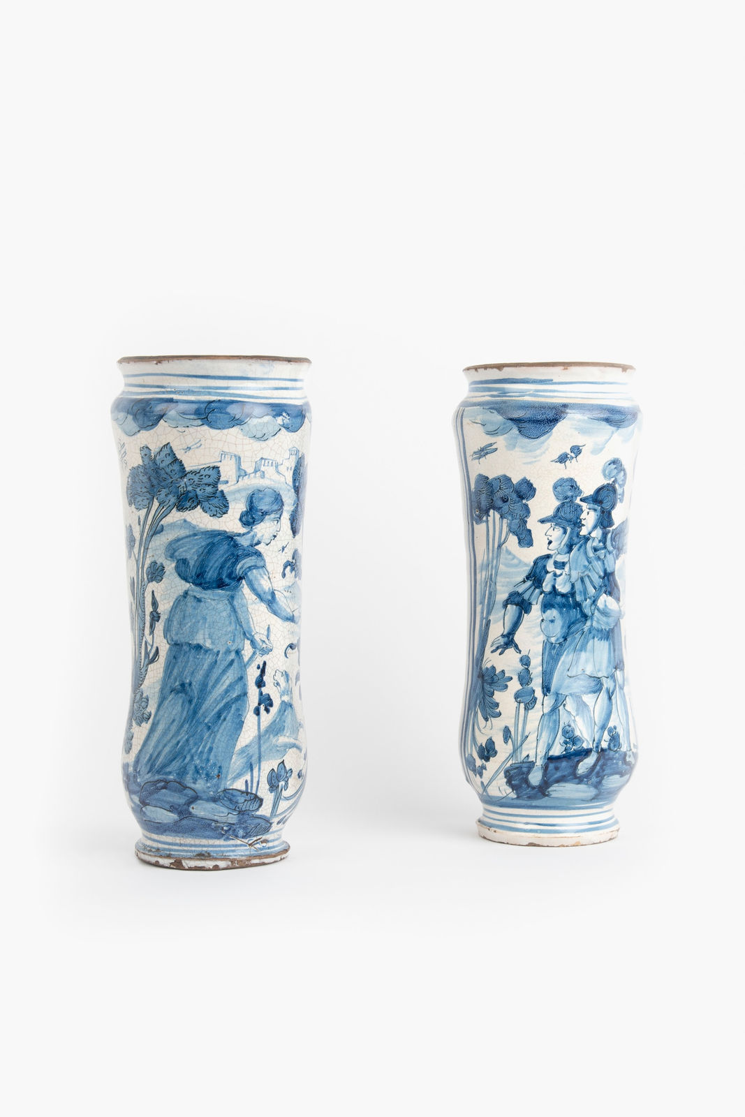Pair of Maiolica Albarelli, 17th Century Abruzzo