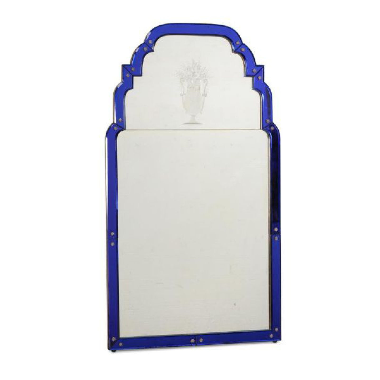 Cobalt Blue Glass Framed Pier Mirror, Circa 1930