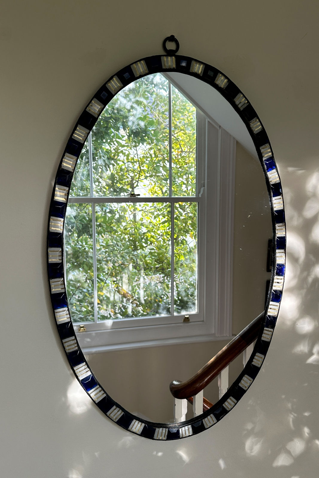 Irish George III Waterford Mirror With Blue & Clear Glass Studs