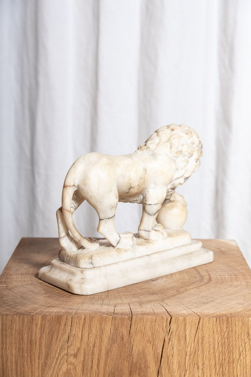 Italian Alabaster Figure of The Medici Lion, 19th Century