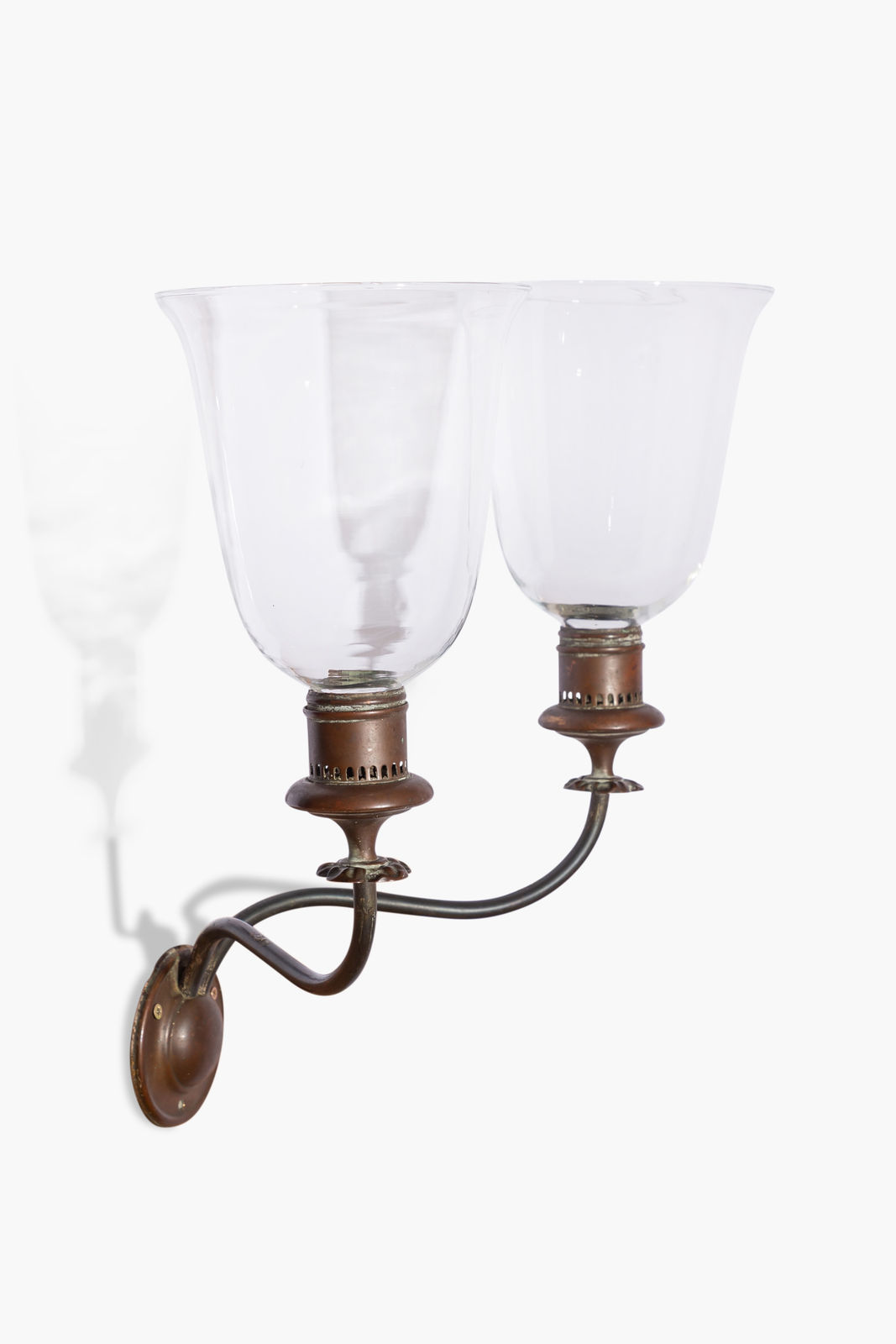 English George III Twin Arm Hurricane Sconce