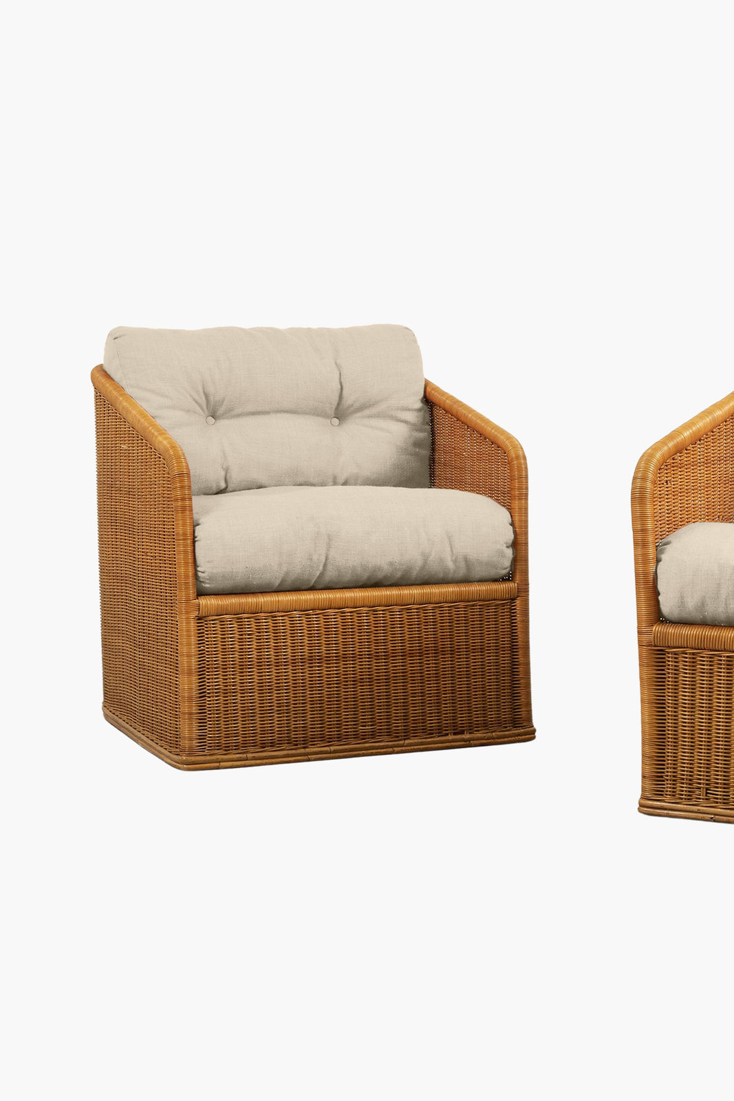 Pair of 1970s Italian Rattan Armchairs