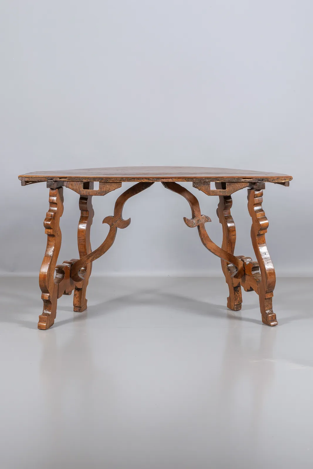 Pair of 18th Century Italian Walnut Demi-Lune Console Tables