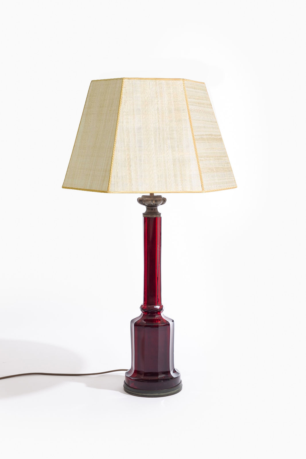 19th Century Cranberry Glass Lamp